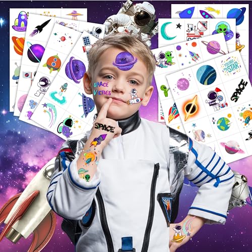 96-Pack Galaxy Temporary Tattoos for Kids – Pre-Cut Space Themed Party Favors