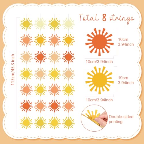 Duraaamo 8-Pack Boho Sun Banner Garland for Baby Showers & Parties