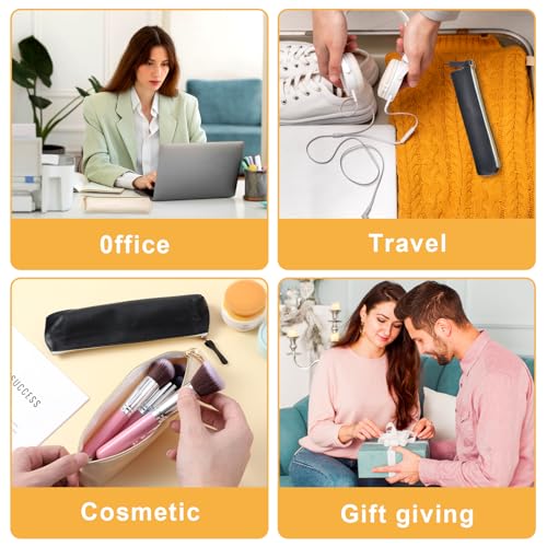 Tucnoeu 2pcs Mini Cosmetic Bags - Small Leather Makeup Organizer for Women, Black & Beige