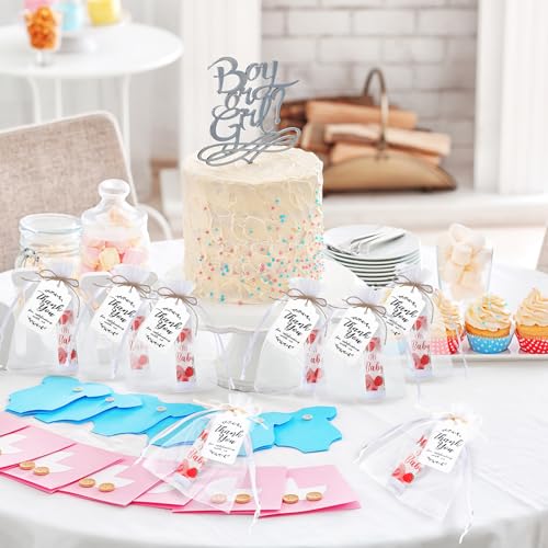 50-Pack Strawberry Lip Balm Favors with Organza Bags, Thank You Cards for Baby Shower & Gender Reveal