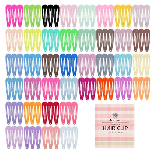 120 Pcs Metal Snap Hair Clips in 40 Bright Colors for Women