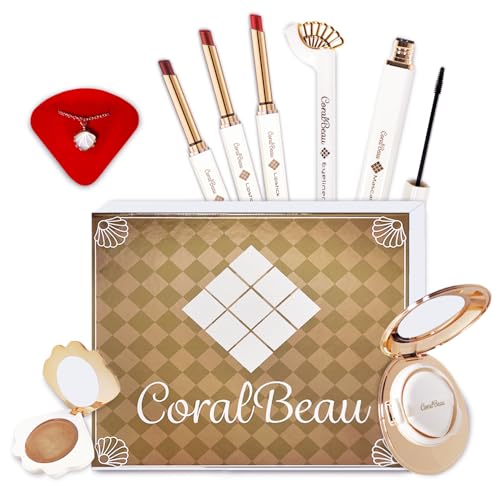 Shell Makeup Kit for Teens - All-in-One CoralBeau Makeup Gift Set with BB Cream, Eyeshadow Palette, Lipsticks & Accessories