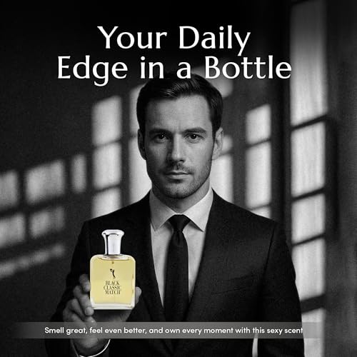 Black Classic Match Eau De Toilette Spray for Men - 2.5 Fl Oz (Pack of 2) | Fresh Woody Fragrance