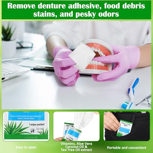 Timgle Denture Cleaning Wipes - 100 Count Adhesive & Stain Remover
