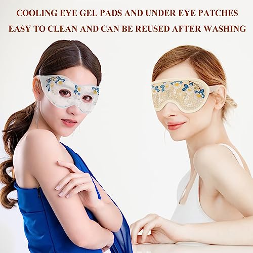 LEOSTEP Camellia Cooling Eye Mask Set - Reusable Gel Pads for Puffiness & Headache Relief