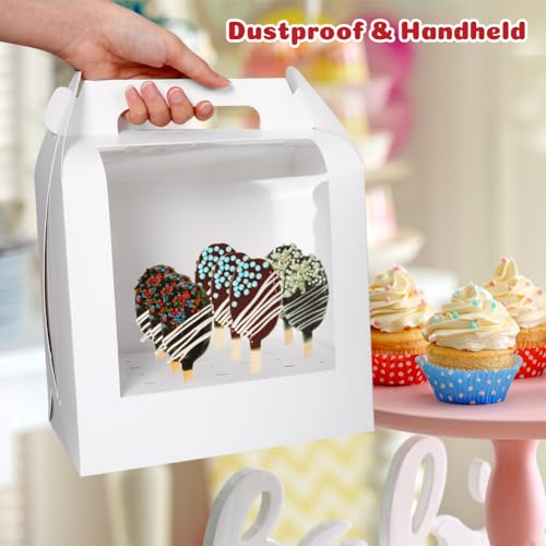 Portable Cake Pop Holder Boxes - 4 Pcs Clear Window Display Containers