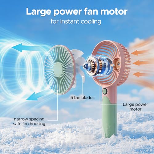 QearFun 2-in-1 Handheld & Desk Fan - Portable Rechargeable Cooling Fan