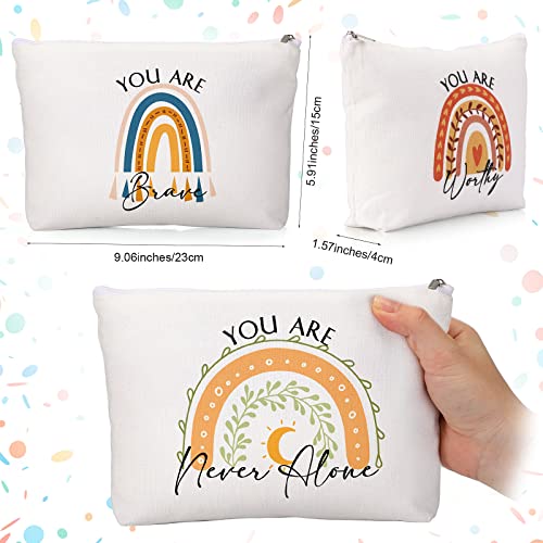 Coume 10 Pcs Aesthetic Rainbow Makeup Bags with Quotes - Travel Organizer