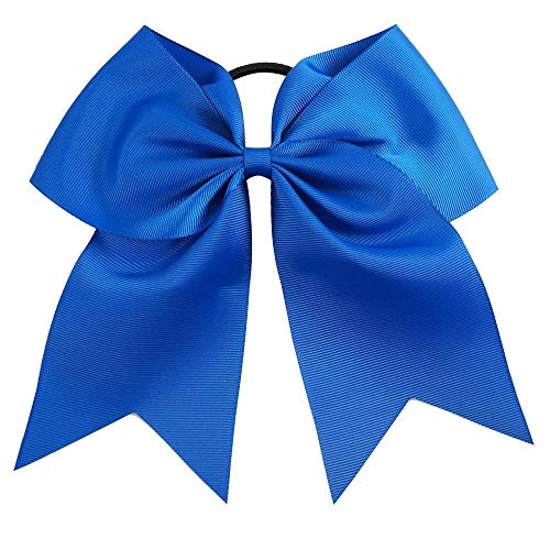 Blue Cheer Hair Bows with Ponytail Holders - 8 Inch, 18 Pack, Caenagrion