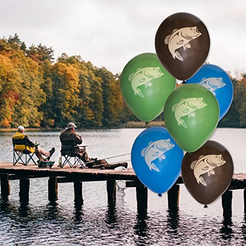Fishing Party Balloons - 12 Pack 12-Inch Fish Silhouette Decor