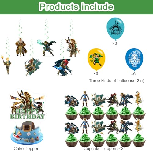 Zeldaa Birthday Party Supplies Set - Happy Birthday Banner, Balloons & Cake Topper