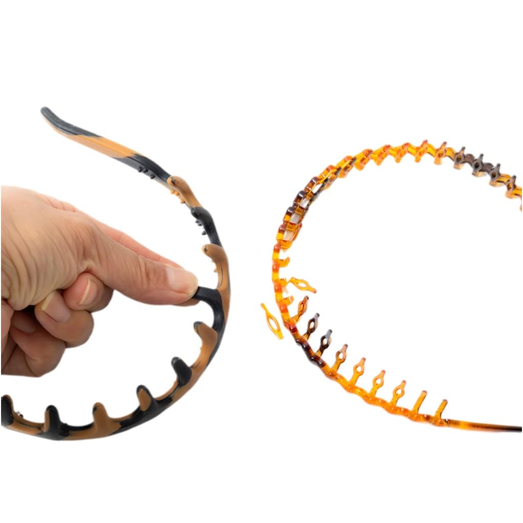Silicone Comb Headbands for Women - Non-Slip, No Headache Design | 2-Pack in Tortoise & Black