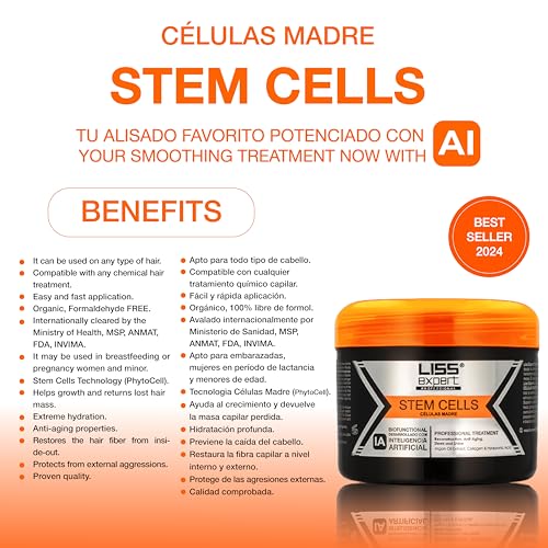 Liss Expert Hair Treatment Set, Stem Cells Express and Divine Oil 1.69 oz, Organic Smoothing Treatment (500 ml)