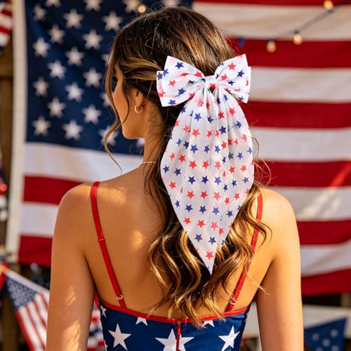 WHAVEL 4th of July Patriotic Hair Bow Set - Pattern A, 2PCS