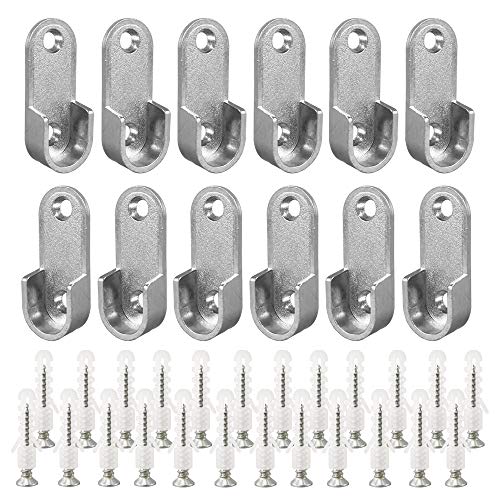 Alamic Oval Closet Rod End Supports - 12 Pack with Screws
