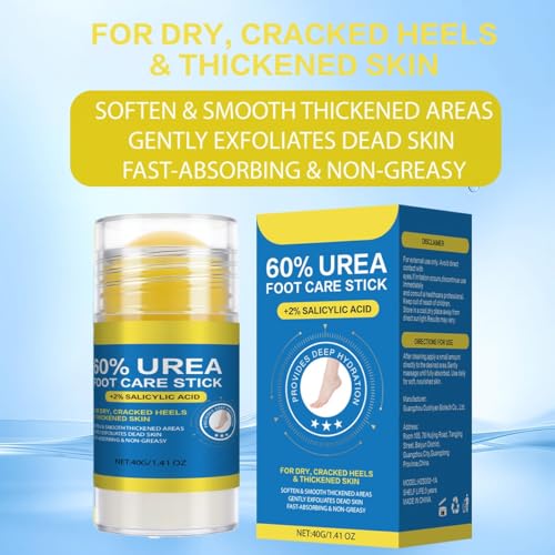 Urea Foot Care Stick 60% with Salicylic Acid for Dry Cracked Feet & Skin