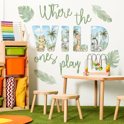 Watercolor Jungle Animal Wall Decals - Removable Nursery Stickers
