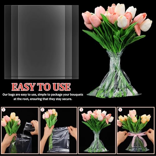 DOITOOL 50 Pcs Clear Flower Water Bags for Bouquets