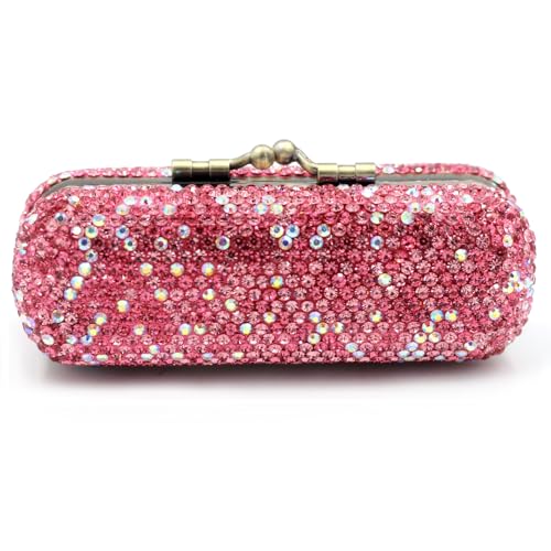 Bestbling Pink Rhinestone Crystal Lipstick Case Holder Organizer Bag for Women