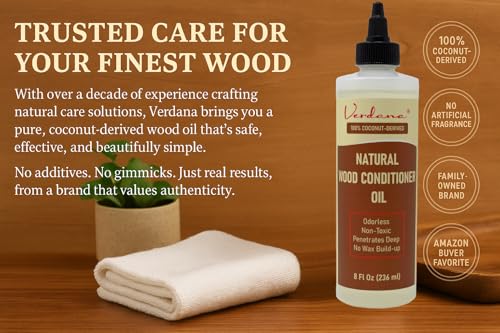 Verdana Natural Wood Conditioner Oil - 8 Fl Oz - Non-Toxic Furniture Care