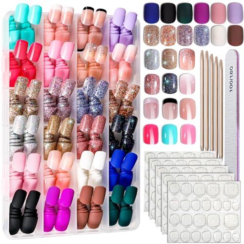 Fandamei Press On Nails - 576PCS Short Square & Round Styles