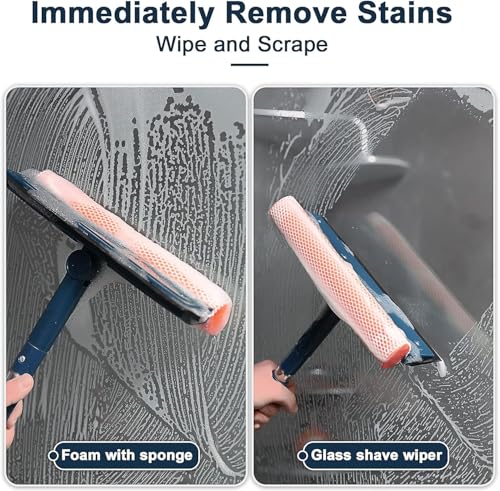 2-in-1 Window Squeegee with 56" Stainless Steel Handle