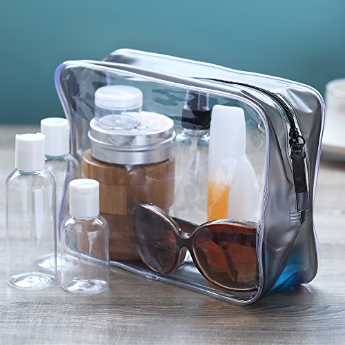 Small Clear PVC Zippered Toiletry Pouch - 5 Pack Cosmetic Bag