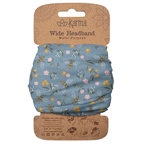 Karma Light Blue Wide Fabric Headband for Women - Versatile Hair Scarf