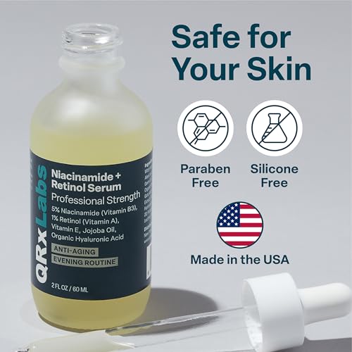 QRxLabs 1% Retinol & 5% Niacinamide Face Serum - Anti-Aging Treatment, 2 oz