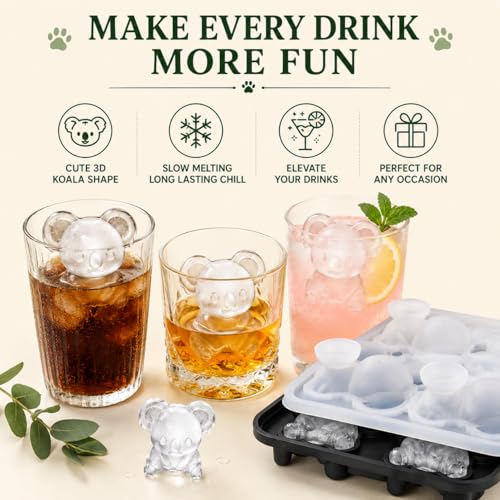3D Koala Ice Cube Tray Mold - Fun Silicone Molds for Whiskey