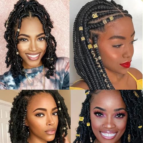 220 Pcs Gold Hair Jewelry Accessories for Braids & Dreadlocks
