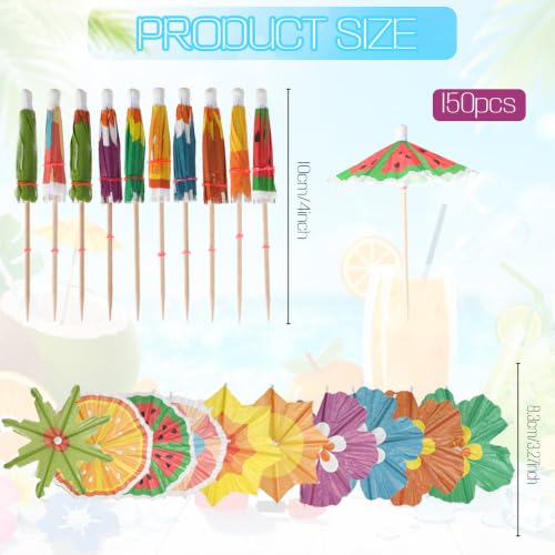 150pcs Mini Cocktail Umbrellas - Tropical Drink Picks for Parties