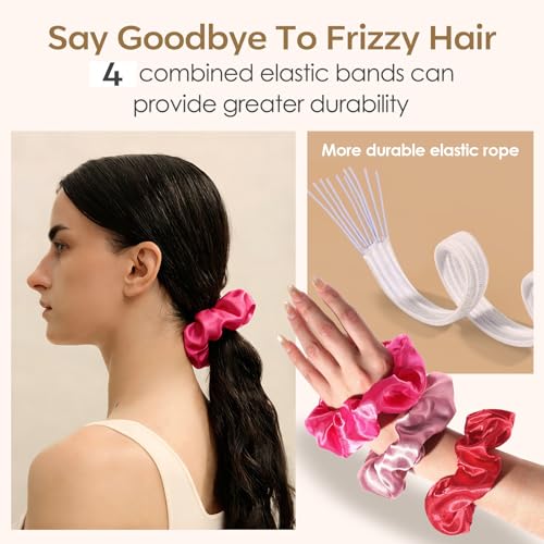 POVETIRE Light Color Satin Scrunchies for Women, Soft Silk Hair Ties & Bands, 20 Pcs - No Damage Elastic Ponytail Holders, Thick Hair Styling, Cute Color Set