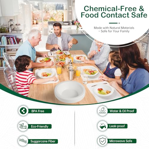 OasisSN 128-Pack Compostable Paper Bowls - Eco-Friendly, Heavy-Duty, Microwave & Freezer Safe for Desserts & Snacks