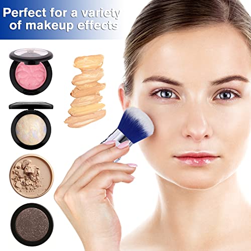 Blue Retractable Kabuki Makeup Brush - Portable Powder Brush