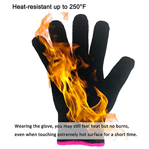 Heat Resistant Hair Styling Gloves - 2 Pack, One Size Fits All