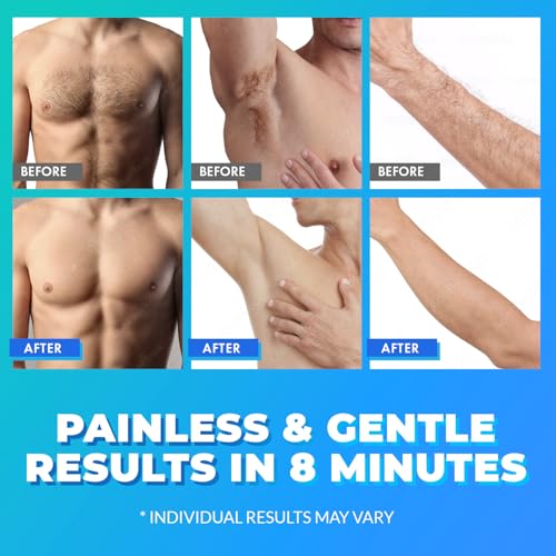 Hair Removal Cream for Men: Sensitive Depilatory Cream for Men - Body Legs Chest Underarms Intimate Areas - Vitamin E - Painless Effective Flawless Soothing Easy - Hair Remover - Gentle Formula - 120g