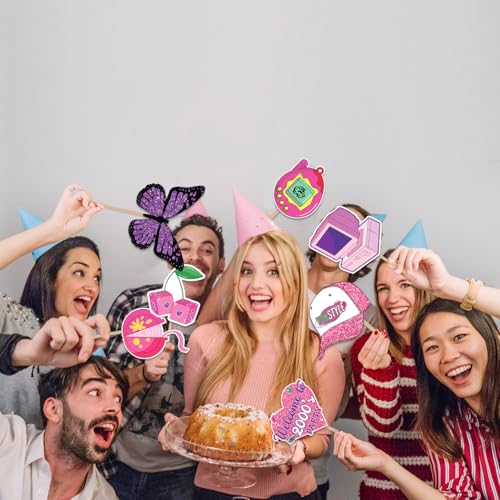 Y2K Party Decorations Photo Booth Props Kit - 16 Themed Props