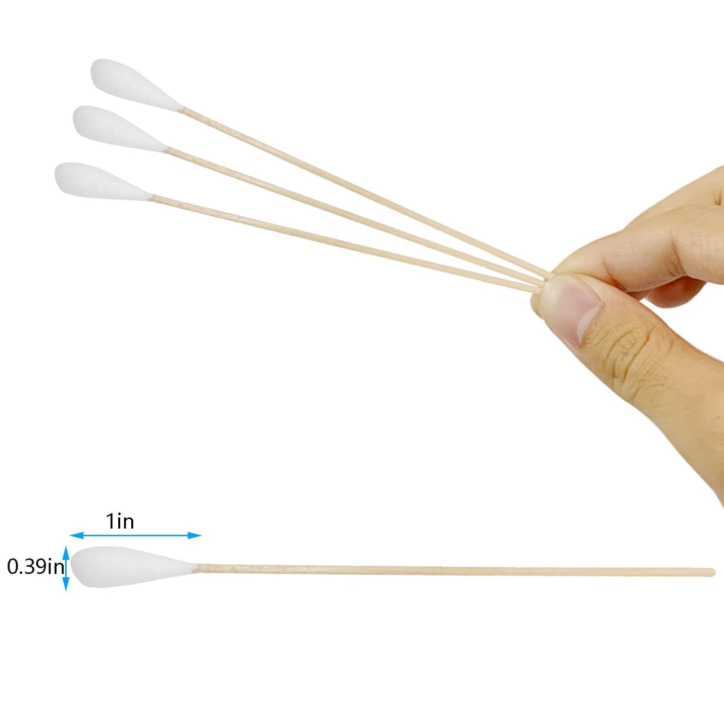 Premium 6-Inch Cotton Swabs - 100-Pack for Pets, Gun Cleaning & Makeup | Large Size