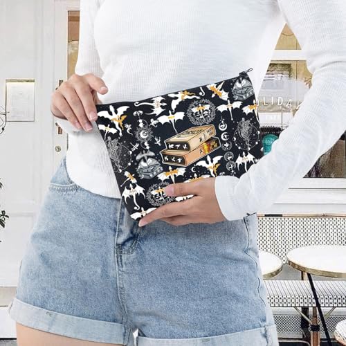 LEVLO Wing Dragon Makeup Bag - Bookish Canvas Zipper Pouch Gift