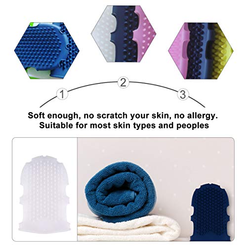 COHEALI Silicone Massage Gloves Bath Brush 2-Pack – Blue & White