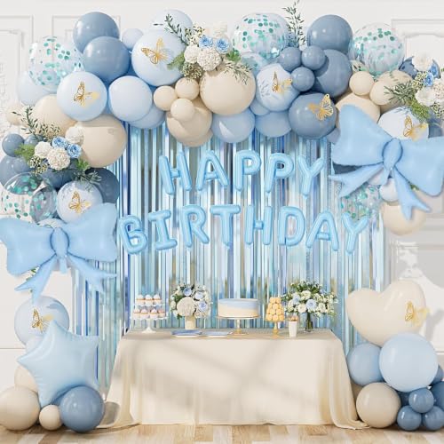 Blue Birthday Decorations Set with Balloons & Banner - 34 Pieces