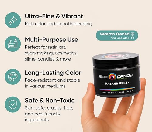 Katana Grey Mica Powder - 50g Premium Grey for Resin, Soap & Art
