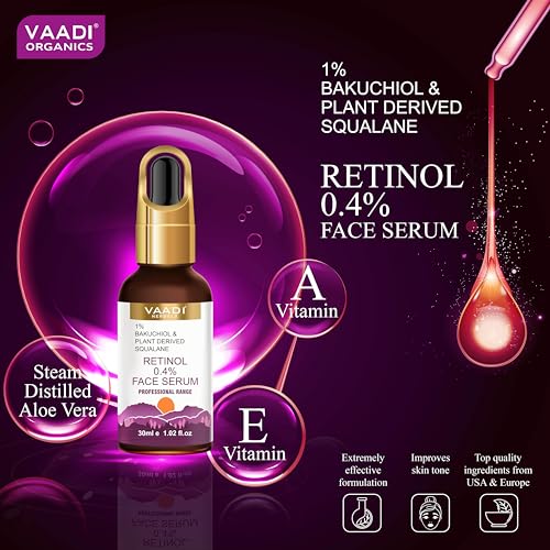 Vaadi Herbals Retinol Serum 0.4% with Baluchiol & Squalane - 30ml