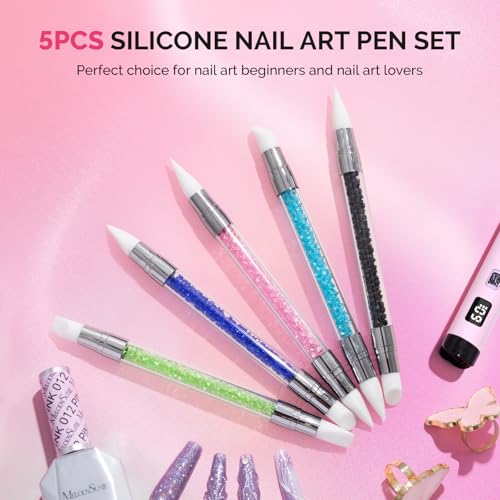 MelodySusie 5-Piece Nail Art Sculpture Pen Set - Dual Tipped Brushes for DIY Nail Design