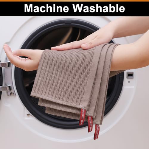 Homaxy 100% Cotton Waffle Weave Dish Cloths - 6 Pack, 12x12 Inches