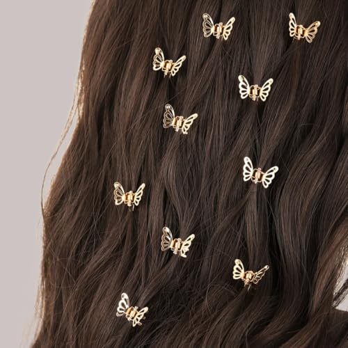 30 Pcs Mini Gold Butterfly Hair Clips - Strong Hold Claw Clips