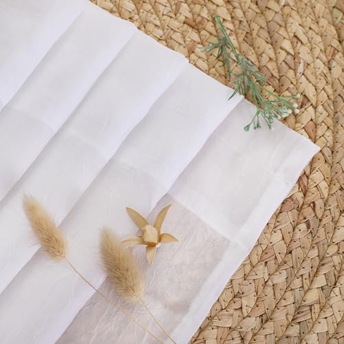 Chyhomenyc Crushed Sheer White Curtains - 54 Inch, 2 Panels