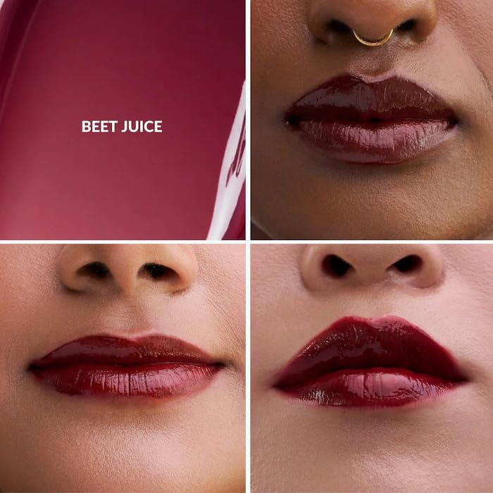 Hydrating Glossy Fruit Lip Stain - Beet Juice Deep Berry | 0.11 oz, Long-Lasting Vegan Tint