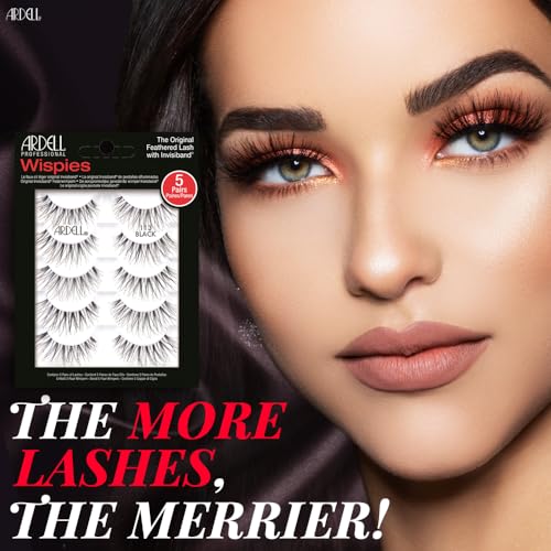 Ardell Wispies False Eyelashes 113, Natural Wispy Strip Lashes, 5 Pairs